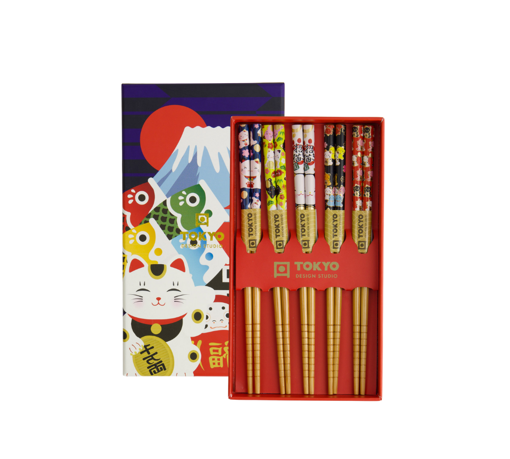 Children spisepinde gavesæt, Lucky Cats Japan - 5 par